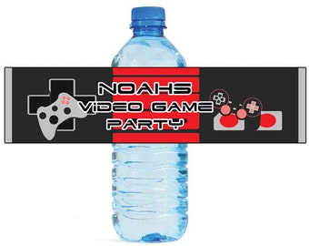 Video Game Theme Kids Birthday Party Water Bottle Labels Great for all sorts of parties and get togethers easy to use self stick labels