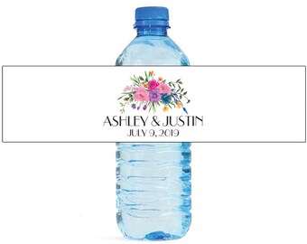 Pastel Roses on White Background Wedding Water Bottle Labels Great for Engagement Bridal Shower Birthday Party Sweet 16