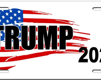 Trump 2024 with Flag Background License Plate Made Out of Sturdy 025 Aluminum