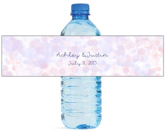 Soft Bokeh background Wedding Anniversary Water Bottle Labels Customizable labels