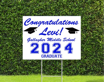 Graduation Yard Signs, class of 2024 sign, perfect for celebrating your graduate. 18"x22" metal H Stake included