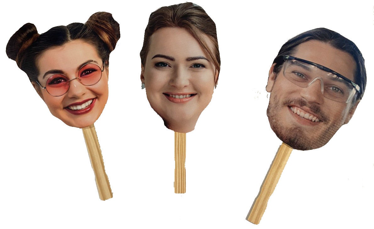 12 pieces 12 Big Head on a Stick, custom face cutout, Big Party Fat Head, Fan Face printed on