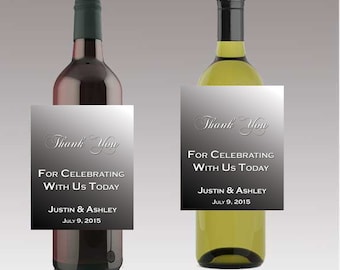 Black To Silver Thank You For Celebrating With Us Wine or Beer Bottle Labels Great for Engagement Bridal Shower Party