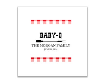 Baby Q Themed 3 ply Premium Custom Cocktail Napkins Measure 5"x5" Customize Names & Date or any other message