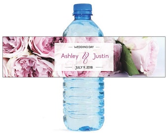 Wedding Day Titled Water Bottle Labels Great for Weddings, Engagement Bridal Shower Party Easy to use self stick labels