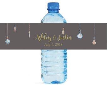 Hanging Edison Lamps Wedding Water Bottle Labels Great for Engagement Bridal Shower Party Self Stick, Easy to use