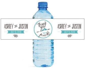 Thank you friends Wedding Water Bottle Labels Great for Engagement Bridal Shower Party love birds new contemporary wedding style