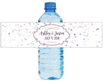 Color splatter Wedding Water Bottle Labels Great for Engagement Bridal Shower Birthday Party sweet 16 family reunion easy to use, self stick