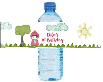 Little girl in forest Birthday party Water Bottle Labels great for all types of Celebrations baby shower get together housewarming