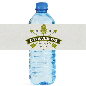 Vintage Outdoor Arrows Wedding / Engagement party / Birthday / special occasion self adhesive water bottle labels