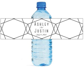Polygon shapes Wedding Anniversary Sweet 16 Water Bottle Labels Great for Engagement Bridal Shower Engagement Party Easy to use self stick