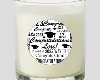 Congrats Grad 2" Favor labels Great for personalizing Graduations Promotion High School College Candles toppers Mason Jar decals Stickers