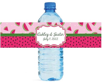 Watermelon Themed Wedding Birthday Shower Water Bottle Labels Great for Engagement Bridal Shower Party easy to use, self stick labels
