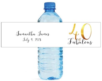 40 and Fabulous Birthday Party Water Bottle Labels Great for Celebrations get togethers BBQs cookouts Birthday