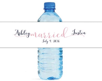 Married Wedding Water Bottle Labels Great for Engagement Bridal Shower Wedding Party easy to apply and use
