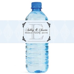 Monogram Wedding Anniversary Engagment Party Water Bottle Labels Customizeable self stick labels