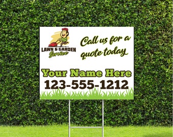 10 Pack Custom Lawn Care Marketing Signs Full Color Print, Metal H Stakes Included