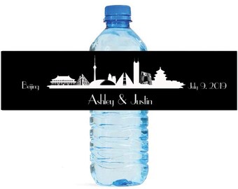 Beijing Destination Wedding Water Bottle Labels Great for Engagement Bridal Shower Birthday Party anniversaries family reunion travel