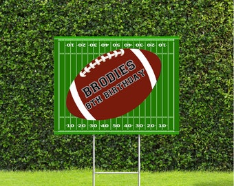 Football Party 18"x22" Yard Sign Great for Birthdays Viewing Partys Team School Practice, Metal H  Stake Included