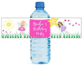 Fairy Princess Birthday Water Bottle Labels Great for Parties, and other children events easy to apply and use fairytale