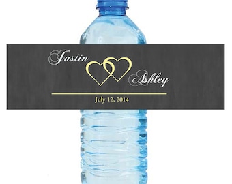 Modern Hearts Wedding Water Bottle Labels Great for Engagement Bridal Shower Party