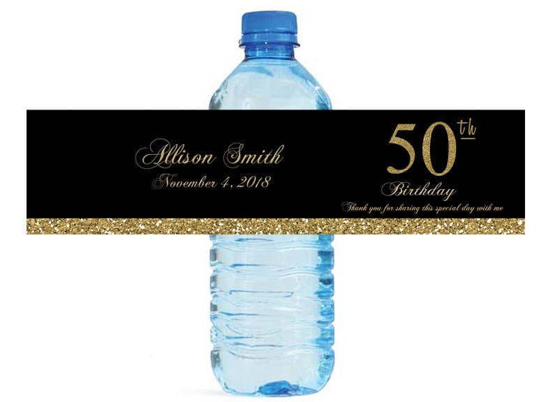 50th-birthday-party-water-bottle-labels-great-for-celebrations-golden