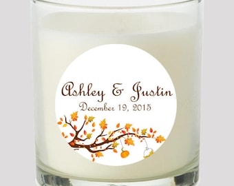 Autumn Leaves 2" Party labels personalize events Weddings Bridal Shower Birthdeay Candles Cupcake toppers Mason Jar decals Stickers