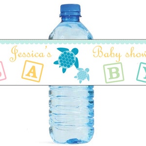 Mom and Baby Turtle Baby Shower Theme Water Bottle Labels Celebrations animal theme