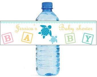 Mom and Baby Turtle Baby Shower Theme Water Bottle Labels Celebrations animal theme