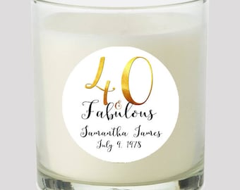 40 and Fabulous 2" Favor labels Great for personalizing your events Candles, cupcake toppers Mason Jar decals, Stickers