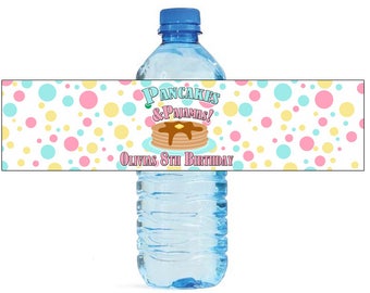 Pancakes and pajamas Theme Kids Birthday Water Bottle Labels Great for all sorts of parties and get togethers easy to use self stick labels