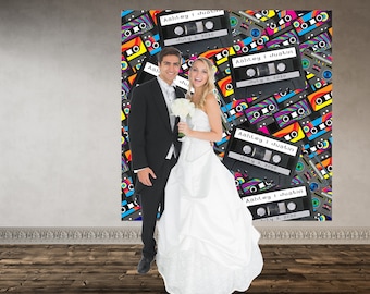 Cassette Tape Background Wedding / Bridal Baby Shower Backdrop Great for Photoshoot Instagram Photo Booth Red Carpet Picture