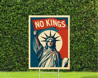 No Kings Statue Of Liberty 18"x22" Anti Trump Yard Sign with Stake Peaceful Protest