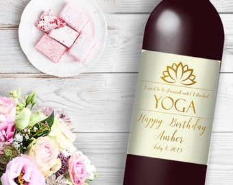 I Used to be Stressed Until I started Yoga Wine / Beer Bottle Labels Great for Birthday Party Yogi party easy to use labels