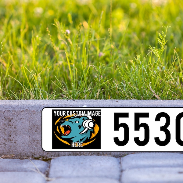 Custom image address Curb Number address Self Adhesive Very Durable Aluminum Backing 5"x18"