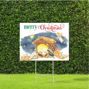 Krippenszene Frohe Weihnachten Yard Schild, Großes 18 &quot;x22&quot; Schild, Metall H-Pflock ist enthalten