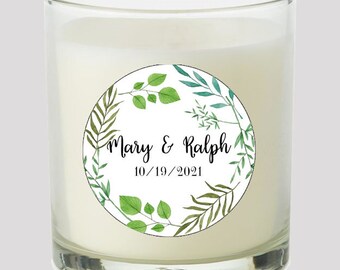 Summer Leaves 2" Favor labels Great for personalizing events Wedding Bridal Shower Candles toppers Mason Jar decals Stickers