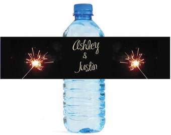 Sparkler theme Water Bottle Labels Great for Engagement Bridal Shower Wedding Party night time event