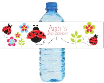 Ladybug Theme Water Bottle Labels Celebrations Birthday Party, Kids party, baby shower