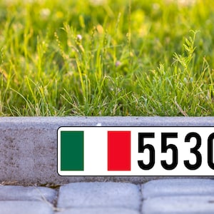 Italian Flag Custom Curb Number Self Adhesive Very Durable Aluminum Backing 5&quot;x18&quot;…