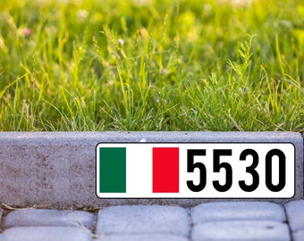 Italian Flag Custom Curb Number Self Adhesive Very Durable Aluminum Backing 5"x18"…