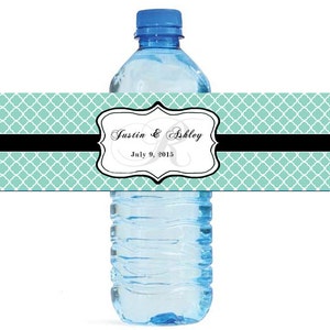 Lucite Green Monogram Water Bottle Labels Great for Engagement Bridal Shower Wedding Party 7&quot;x2&quot;
