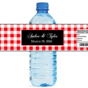 Rode pastel zwarte doos bruiloft water fles etiketten groot voor engagement bruids douche partij picknick gemakkelijk te gebruiken, self stick etiketten