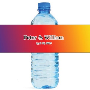 Rainbow Wedding Anniversary Engagment Party Water Bottle Labels Customizeable self stick labels gay lesbian pride equal