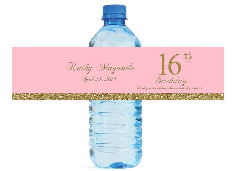 Ooh La La Paris Theme Sweet 16 Water Bottle Labels any Age 