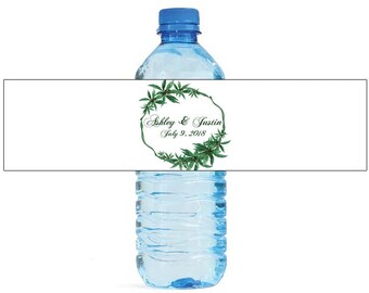 Cannabis Wreath Wedding Water Bottle Labels Great for Bachelorette Engagement Bridal Shower Birthday Party Celebration