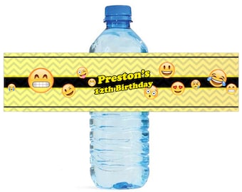 Emoji Party Water Bottle Labels Great for all sorts of parties and get togethers Birthday Sweet 15 16 easy to use self stick labels