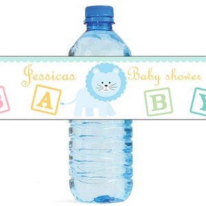 Baby boy Lion Baby Shower Theme Water Bottle Labels Celebrations animal circus theme
