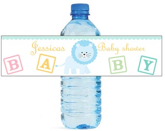 Baby boy Lion Baby Shower Theme Water Bottle Labels Celebrations animal circus theme