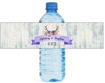 Rustic Theme Wedding / Anniversary, Birthday party, family reunion, Water Bottle Labels Customizable labels easy to use self stick